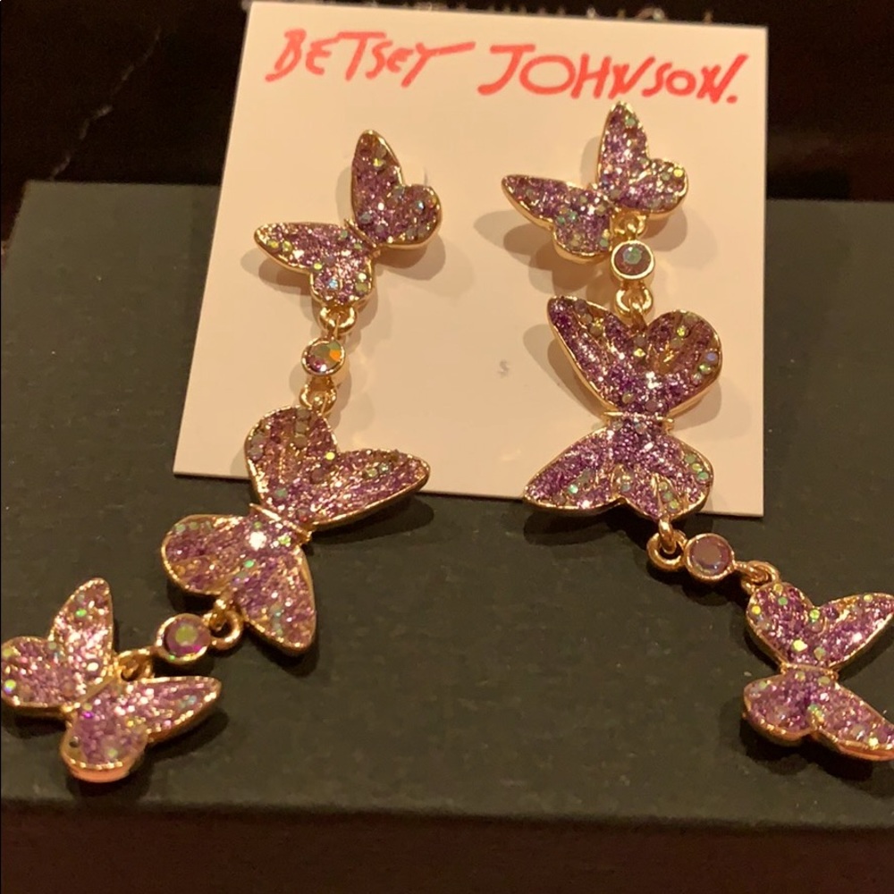 Betsy Johnson butterfly earrings NWT
